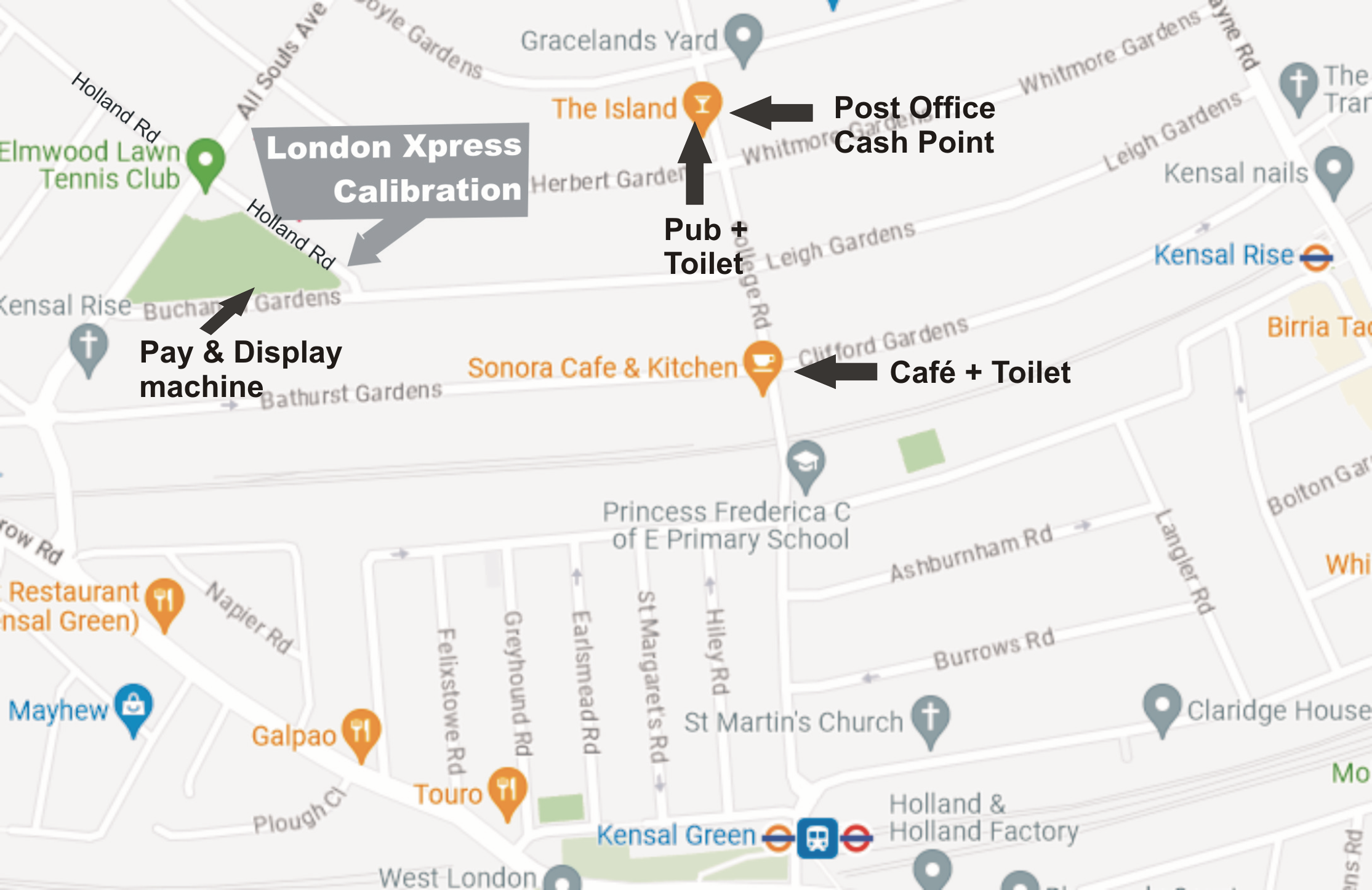 London Xpress Calibration Local Area Map